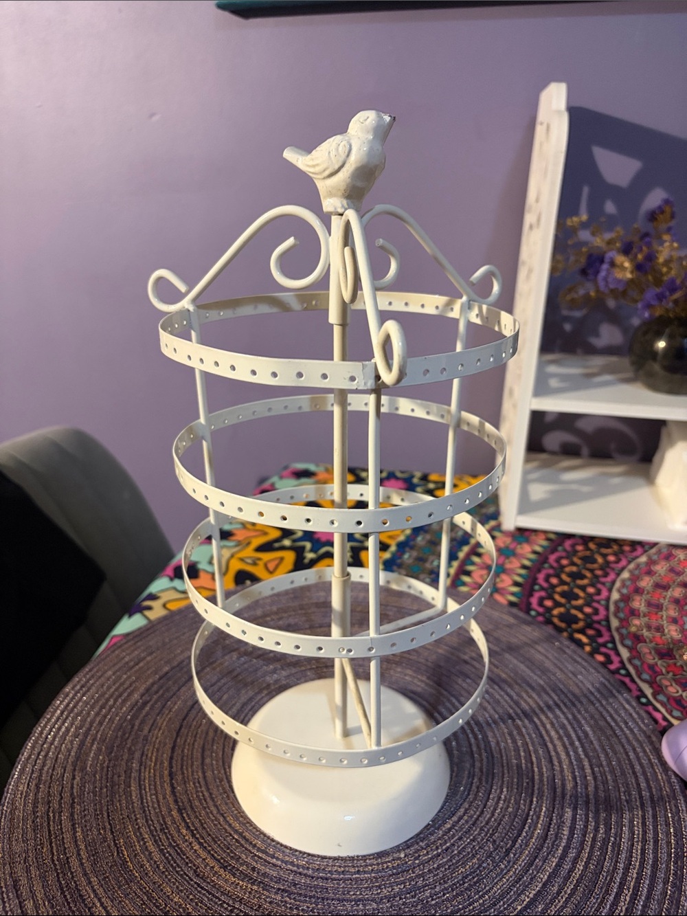 Urban Outfitters white Bird-Topped Rotating Jewelry Stand